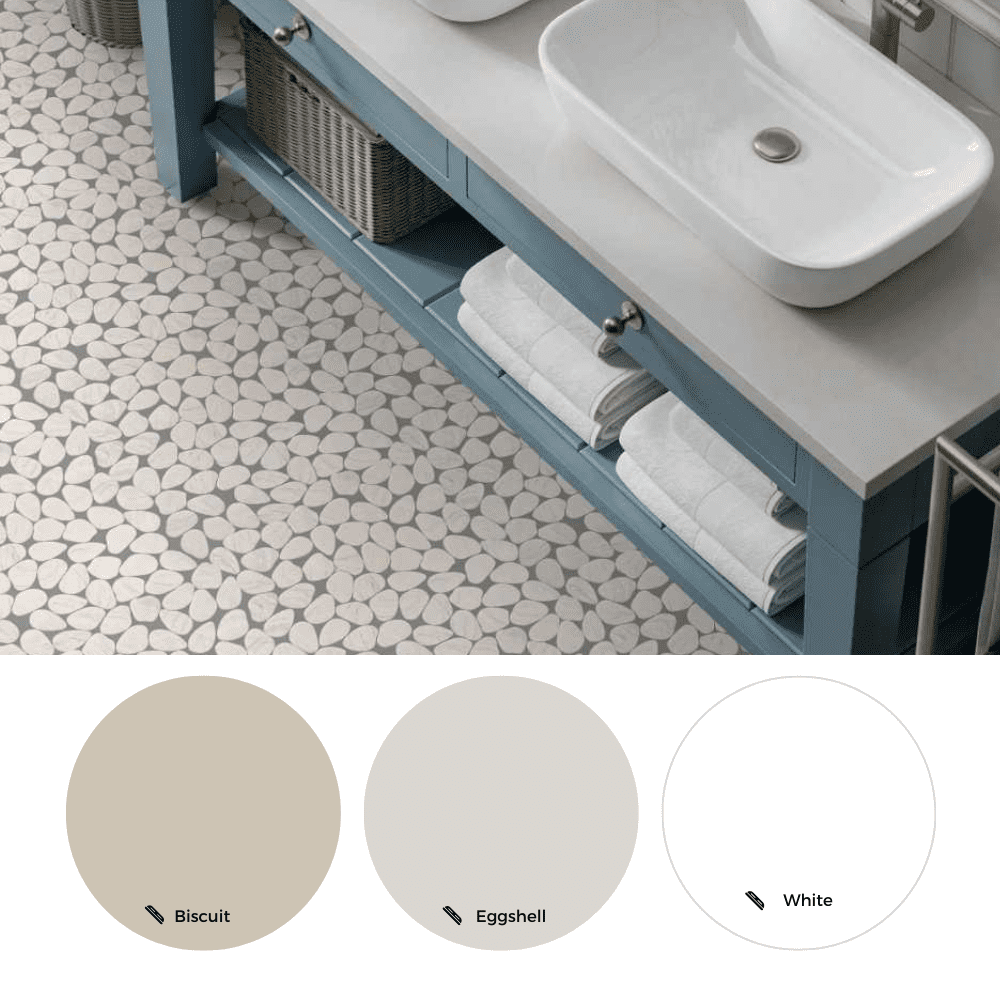 The Tile Life Recycled Cenote Pebble 13" x 13" Crema Matte Glass Mosaic Tile 1 Sheet
