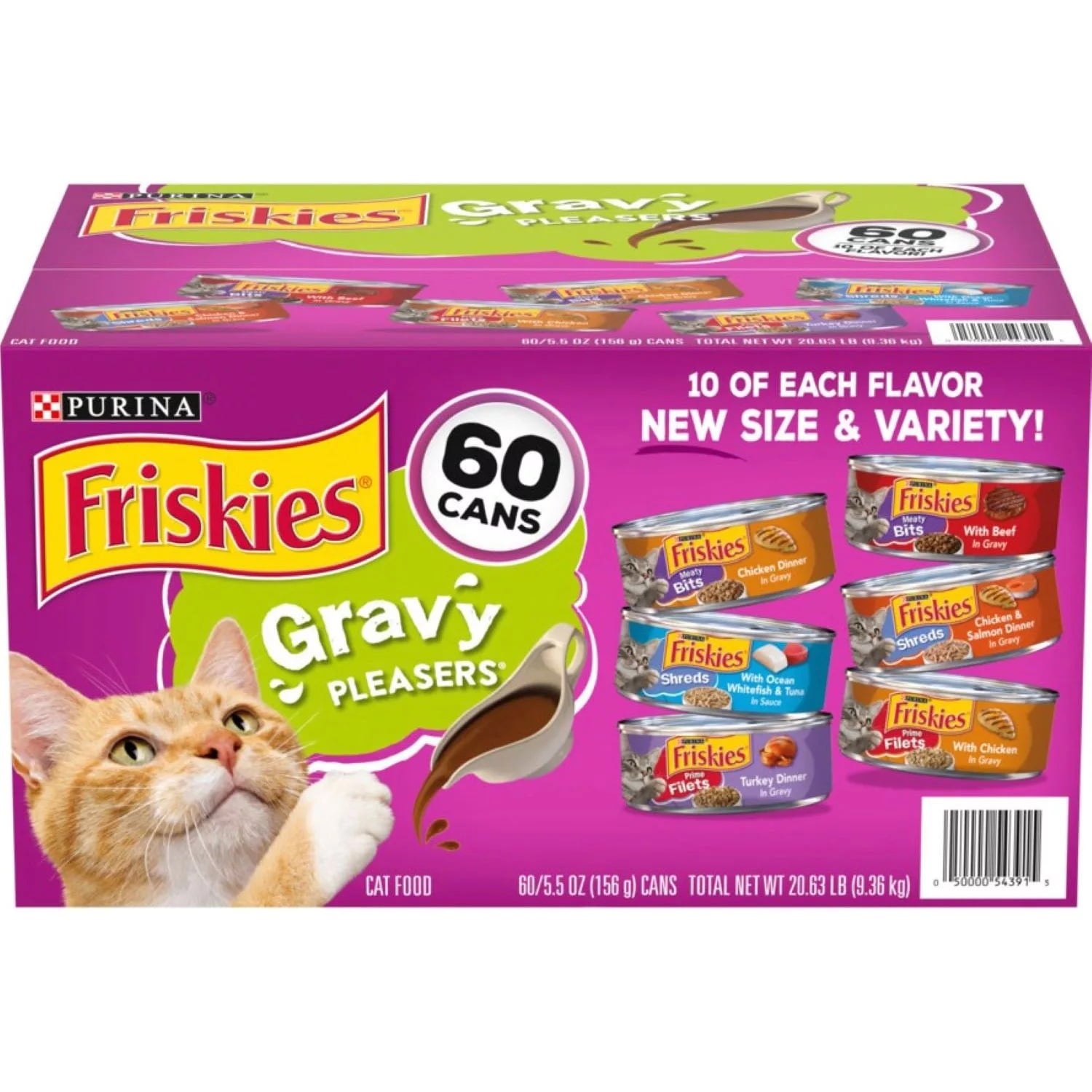 Purina Friskies Gravy Wet Cat Food, Variety Pack,  Ounce (60 Count) -  