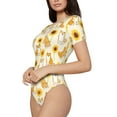 thumbnail image 2 of Balery Women'Sshiba Inu Dog And Sunflower Crew Neck Round Neck Short Sleeves Slim Fit Casual Basic Extender Bodysuit Daily Jumpsuit T Shirts-Medium, 2 of 9