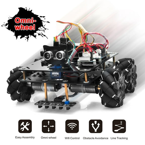 OSOYOO Omni-directinal Mecanum Wheels Robot Car Kit for Raspberry Arduino Mega2560  DIY STEM