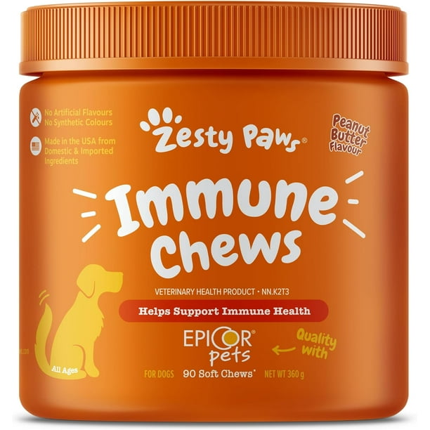 Zesty Paws, Dog Immune Chews Dog Supplements for Immune Support & Gut