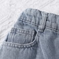 thumbnail image 6 of Ticikt Girls Ripped Jean Shorts 7-12Y, Y2K Mid Waist Straight Leg Denim Shorts with Elastic Waistband & Frayed Hem,Color:Blue,Size:10-11 Years, 6 of 7