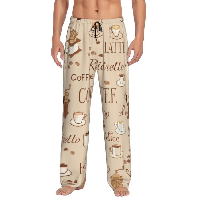 Balery Coffee Time Pantalones de pijama para hombre, pijama ultraligero, pantalón de descanso-3X-Large
