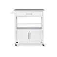 thumbnail image 4 of Linon Cameron Chariot de Cuisine Roulant avec Dessus en Bois Granit, Grand Espace de Rangement, Blanc, 4 of 17