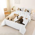 thumbnail image 2 of Homewish Pet Cat Dog Full Size Comforter Sets,Cartoon Animal Bedding Comforter Set,White,Butterfly Decor,Polkadot Reversible,3pcs,1 Comforter and 2 Pillowcases, 2 of 7