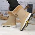 thumbnail image 3 of Hiking Snow Boots for Women Waterproof High Top Lace up Thickened Warm Plush Lace up Winter Outdoor Antislip Mid Calf Booties Khaki Size 6.5, 3 of 7