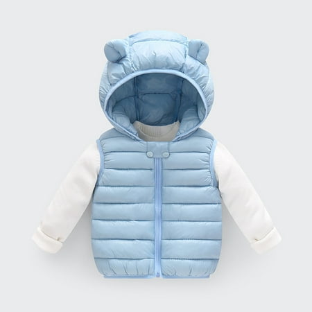 

Child Sweater Toddler Kids Baby Boys Girls Winter Warm Sleeveless Jacket Outerwear Solid Bear Ears Vest Hooded Padded Outwear Coat