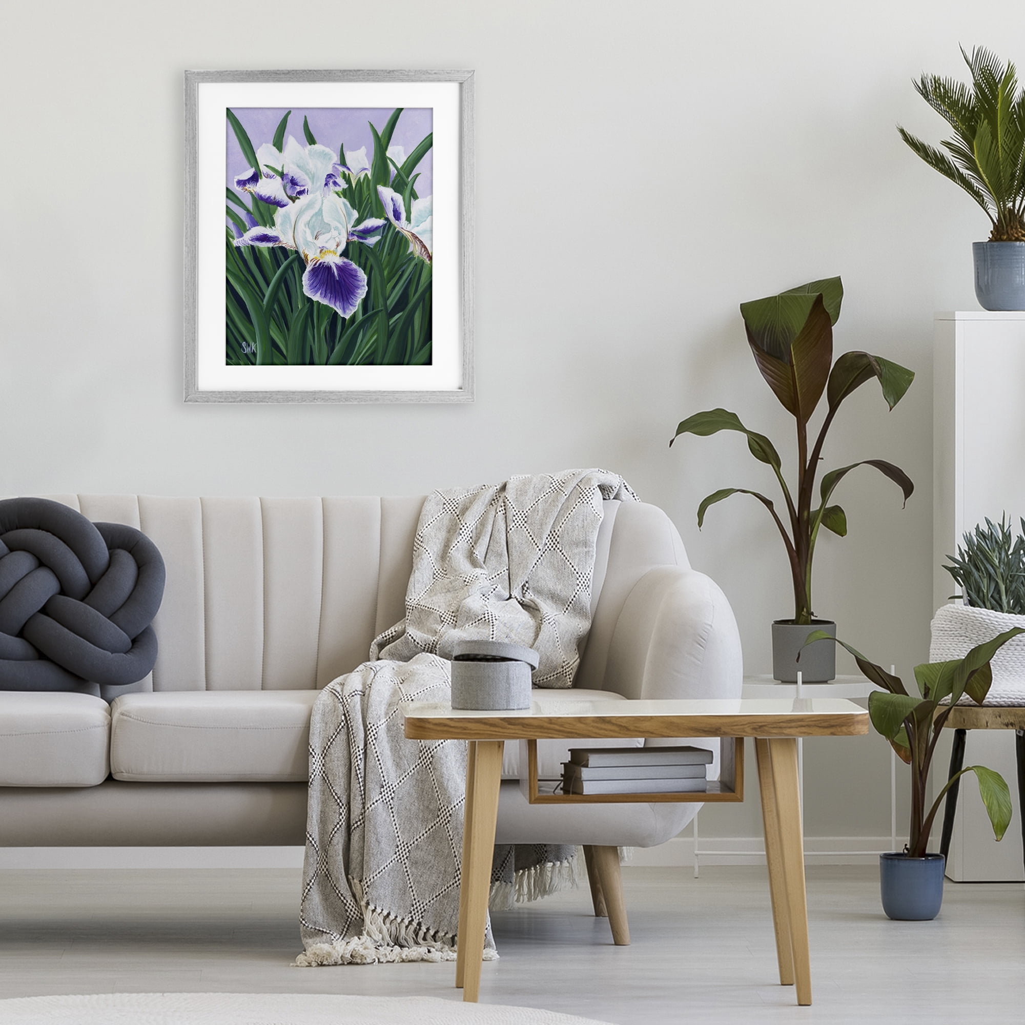 Stupell Industries Purple & White Irises Gray Framed Print Under Glass, design by Sarah Waldron Kimball