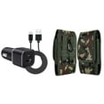 thumbnail image 1 of Pouch and Car Charger Bundle for Motorola Edge 2022: Vertical Rugged Nylon Belt Holster Case (Green Camo) and Compact High Power 30W Dual USB Port (Type-C & USB-A) Auto Power Adapter, 1 of 9