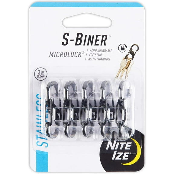 Nite Ize S-Biner Microlock Stainless Steel Durable Carabiner Key Holder 5-Count