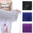 thumbnail image 2 of 4 Layer Bellys Dance Shiny Sequin Hip Scarf Festival Performance Outfits for Bathing Suit, 2 of 4