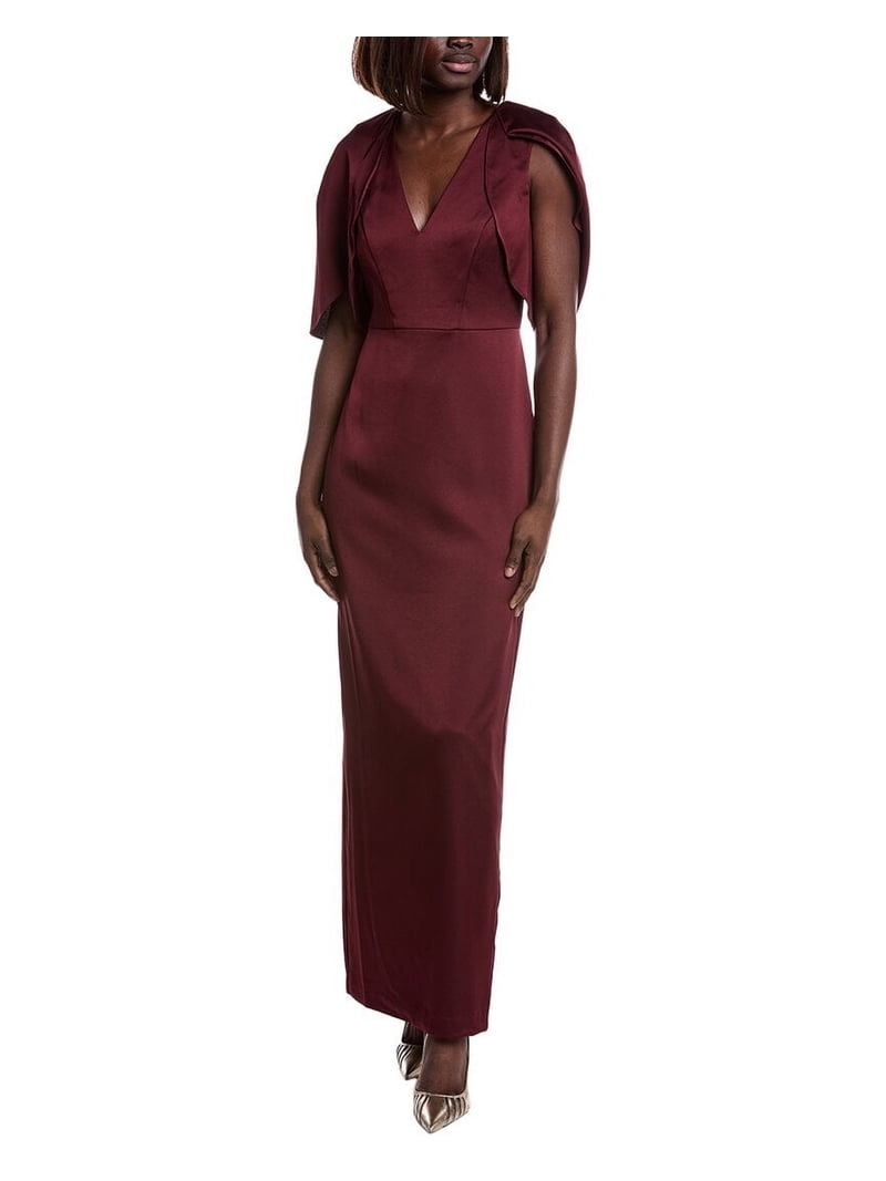 aidan mattox burgundy dress Crepe Back Satin Gown, Red / 0 perfect for black