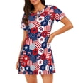 thumbnail image 1 of Disketp American Stars2 para Camisón Corto de Manga Corta para Mujeres, Camisón Cómodo con Escote Redondo, Bonito y Confortable, 1 of 6