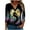 01 Gold, variant on Fewfanhot Women's Tops Casual Loose Halloween Fall/Winter Printed T-shirt 3/4 Sleeves V-Neck Blouse