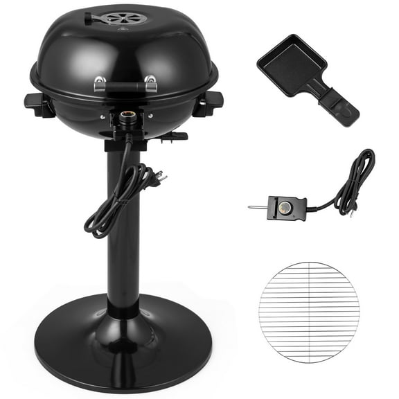 FGYRYK Portable 1600W Electric BBQ Grill with Adjustable Temperature Control, Grease Collector & Anti-Scald Handle – Black