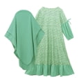 thumbnail image 6 of Girls Muslim Abaya Dress Long Sleeve Floral Prayer Dress with Hijab Long Sleeve Kaftan Dress Size 0-10 Years, 6 of 8