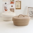 thumbnail image 3 of Round Cotton Rope Storage Basket with Lid Woven Baskets Soft Small Decorative Boxes Organizer Bins for Home Bathroom Decor and Organizing Khaki, 3 of 9