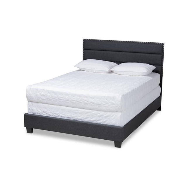 Baxton Studio Ansa King Size Dark Gray Fabric Upholstered Bed