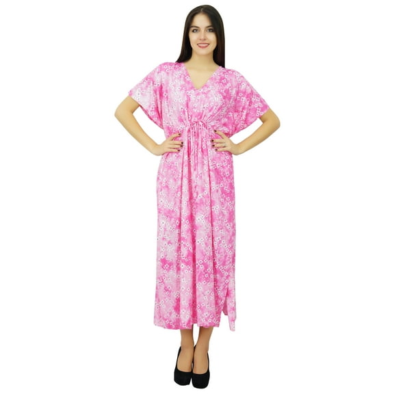 Bimba Womens Long Maxi Caftan Soft Pink Maxi Gown Cover Up Ladies Kaftan Dress