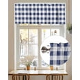 thumbnail image 5 of Navy Blue White Plaid Kitchen Valances for Windows Rustic Vintage Checkered Valance Curtains&nbsp; for Kitchen /Living Room/Bedroom/ Bathroom Decor, 42"x12 " ,Rod Pocket 1 Panel,, 5 of 7