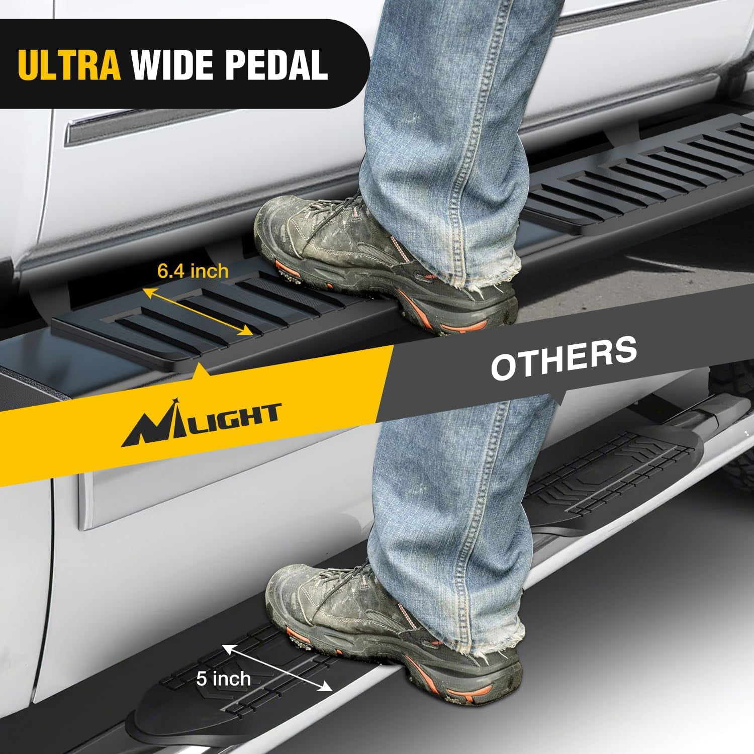 Nilight Running Boards for 2009-2018 Dodge Ram 1500 Quad Cab 2019-2024 Dodge Ram 1500 Classic 2010-2024 Dodge Ram 2500 3500 6inch Slip-Proof Aluminum Bolt-on Side Step Nerf Bars,Black
