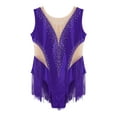 thumbnail image 5 of Doomiva Kids Girls Shiny Rhinestone Gymnastics Leotard Mesh Patchwork Tassel Bodysuit Skating Jumpsuit Purple 8, 5 of 7