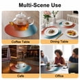 thumbnail image 2 of Burnt Orange Teal Ombre Round 13 Inch Placemats Set of 4, Modern Abstract Gradient HeatResistant Non Slip Place Mats for Dining Table, Wipeable Braided Kitchen Table Mats for Housewarming, 2 of 9