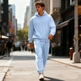 thumbnail image 2 of MLQIDK Mens Sweatsuits Big and Tall Fleece Zip up Hoodie and Sweatpants Workout Gym Jogging Sweat Suits Lounge Outfit Sport Athletic Tracksuits 2 Piece Set Winter Suit Sets Dark Blue L, 2 of 6
