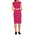 thumbnail image 3 of Vestido de oficina INSPIRE CHIC para mujer, con mangas cortas, ceñido elegante y cinturón, talla XL, color rosa intenso, 3 of 6