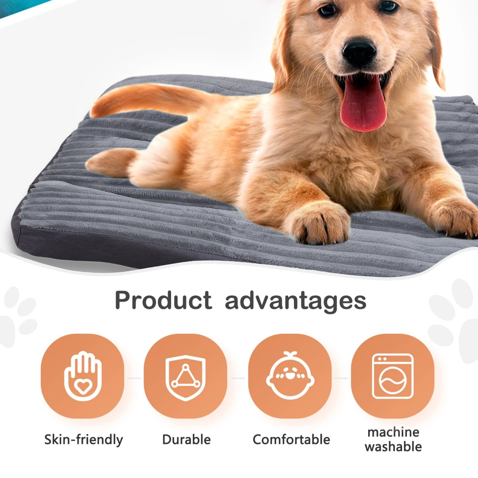 Bfogop Washable Dog Bed Deluxe Plush Dog Crate Beds Comfy Kennel Pad Anti-Slip Pet Sleeping Mat Portable Kennel Pad, Lightweight Travel Flat Pet Beds for Indoor& Outdoor Dogs 23 x18.5 in