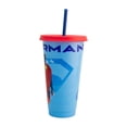 thumbnail image 3 of Vaso de Plástico con Tapa y Popote, Diseño Superman Legacy, Colección DC Comics, Capacidad 680 ml, Azul y Rojo, 3 of 4