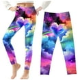 thumbnail image 2 of YUGYXL Summer Leggings for Girls Lounge Thin Tight Long Pants Tie Dye High Waist Lightweight Comfy Trousers Outdoor Slim Trouser B Multicolor 7 Years, 2 of 5