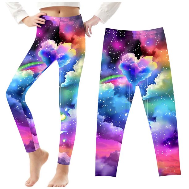 Odeerbi 3-8 Años Leggings Niñas Estampado Cielo Estrellado Mallas Elásticas Pantalones Verano Starlit Cintura Alta Suave Pantys