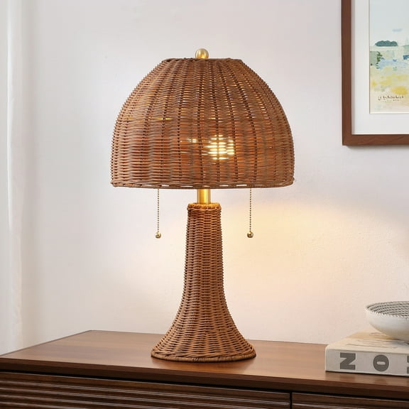 JONATHAN Y Joanie 22" Bohemian Rustic Iron LED Table Lamp, Dark Brown/Brass Gold, JYL4040C