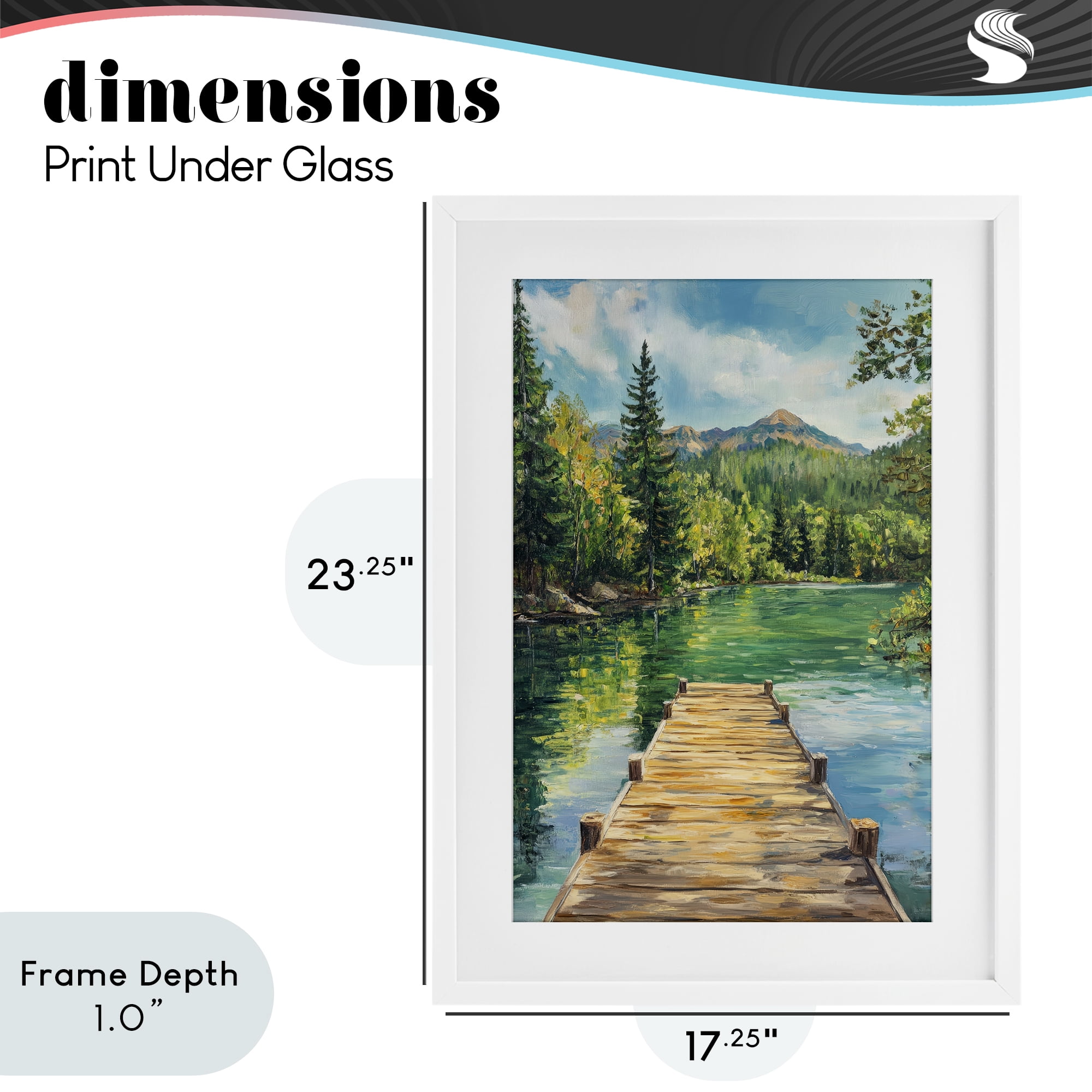 Stupell Industries Sunlit River Dock White Framed Print Under Glass, design by Petal Prints Design