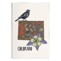 Stupell Industries Colorado State Flower & Bird Detailed Flower Pattern Graphic Art Unframed Art Print Wall Art, Design by Valentina Harper