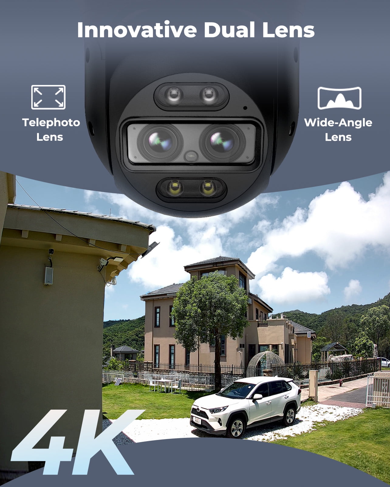 Reolink TrackMix WiFi 4K Dual-Lens Pan Tilt Wired Gray Security Camera, Auto Tracking, Color Night Vision, 6x Hybrid Zoom, Smart Detection