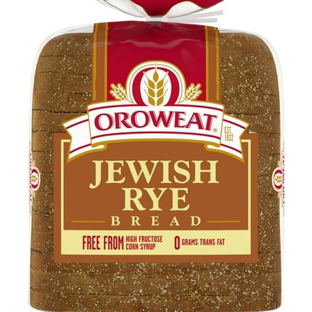 Oroweat Jewish Rye Bread, 16 oz, Plain Rye Bread, Bag (Pack of 2)