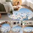 thumbnail image 5 of Round Area Rug 3.3 Ft, Blue Ombre Butterfly Washable Non-Slip Circle Carpet for Living Room/Bedroom, Pastoral Farmhouse Butterflies Low-Profile Small Kitchen Mats Collection Rugs for Indoor, 5 of 7