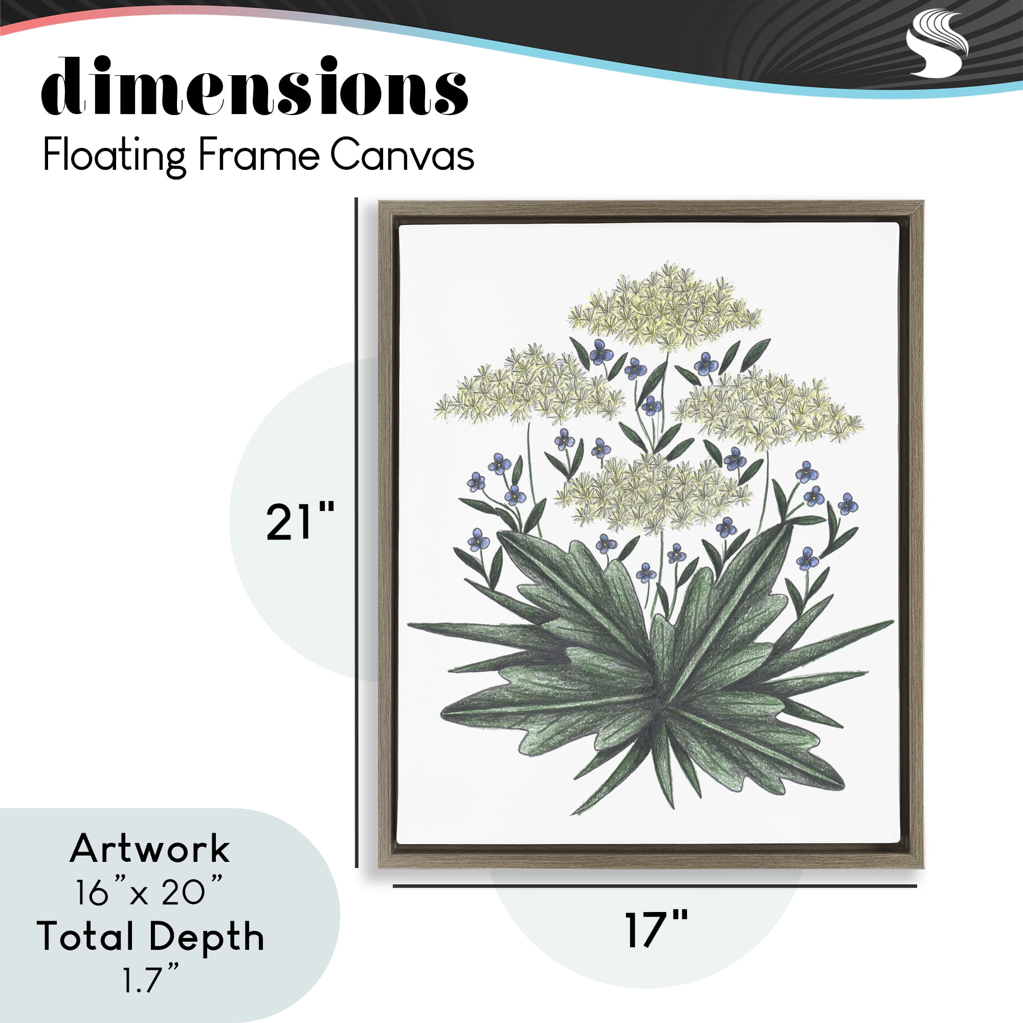 New Roots Vintage Sketch Brown Framed Floater Canvas Wall Art, design by Cecilia Battaini