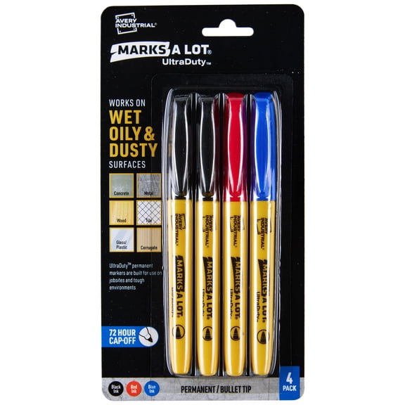 Avery UltraDuty Markers, Bullet Tip, 4 Assorted Markers (29848)
