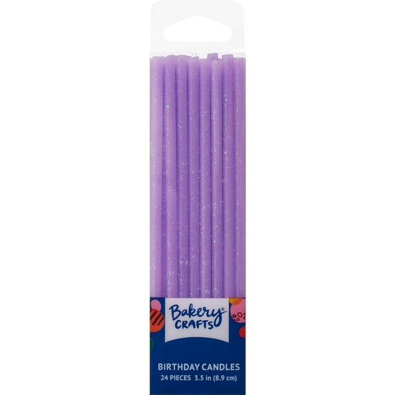 Cake Topper Decor, Candles,Purple Slim Glitter shape Candles39064 (12/PKG)
