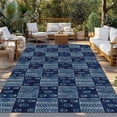 thumbnail image 2 of Vintage Floral Outdoor Rug for Patio/Deck/Porch, Non-Slip Large Area Rug 4 x 6 Ft, Abstract Flowers Patchwork Country Navy Blue Indoor Outdoor Rugs Washable Area Rugs, Camping Rug Carpet Runner, 2 of 8