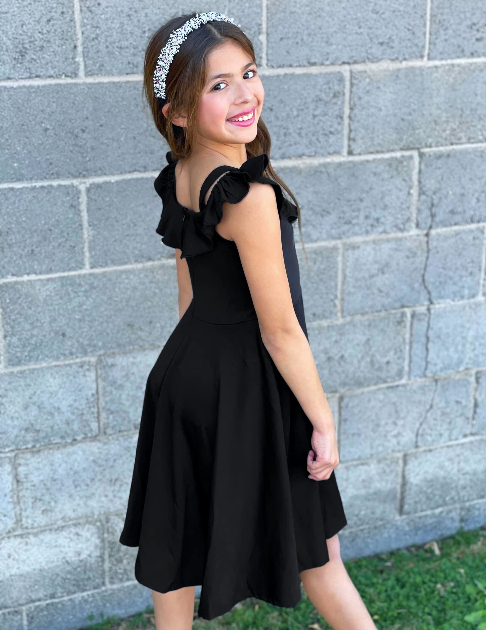 Oudiya Girls Off-Shoulder Swing Dress with Flutter Sleeves photo 6