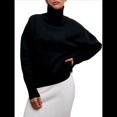 thumbnail image 2 of Suéteres de Cuello Alto para Mujer, Corte Holgado, para Otoño e Invierno. Negro M, 2 of 8