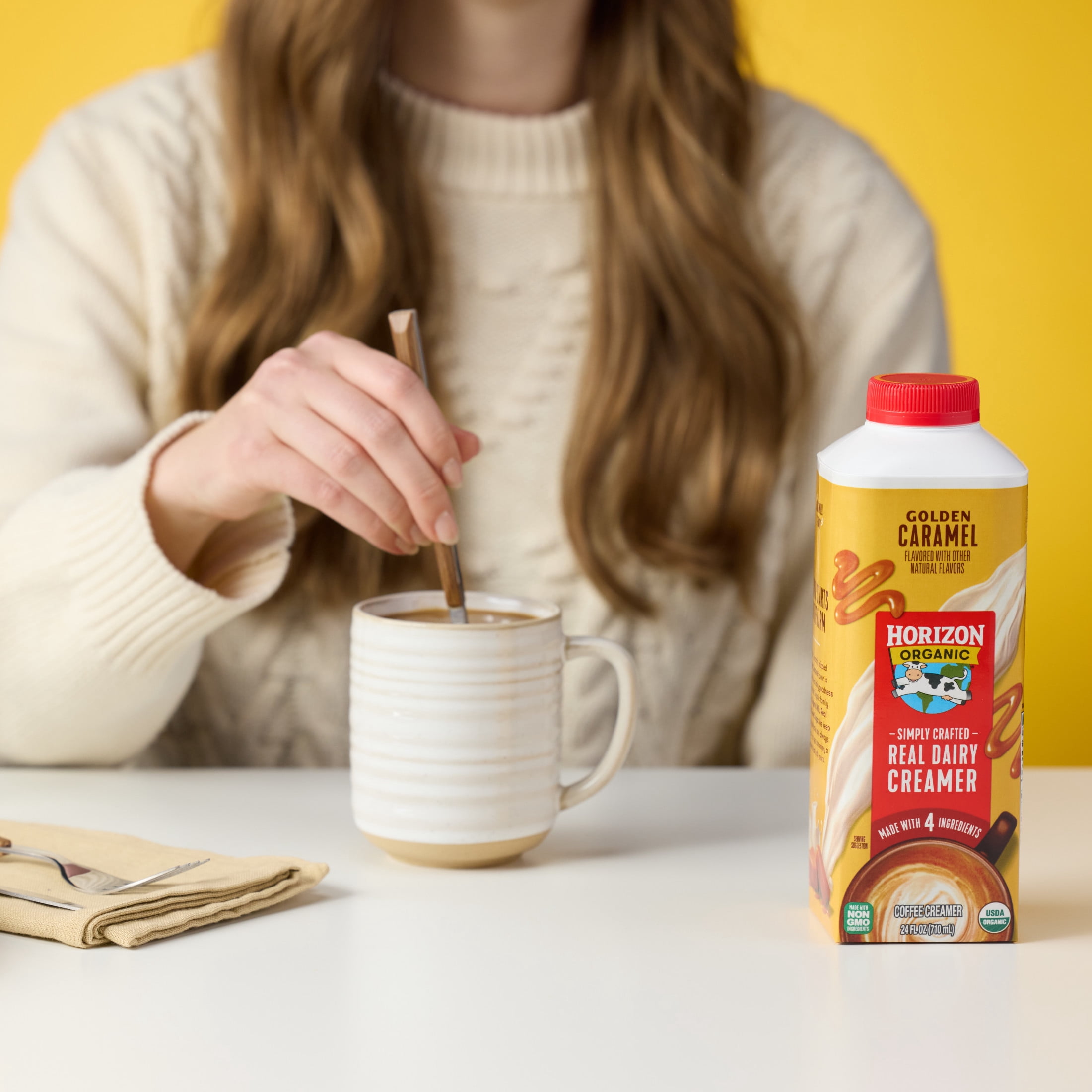 Horizon Organic Real Dairy Golden Caramel Coffee Creamer Carton, 24 fl oz