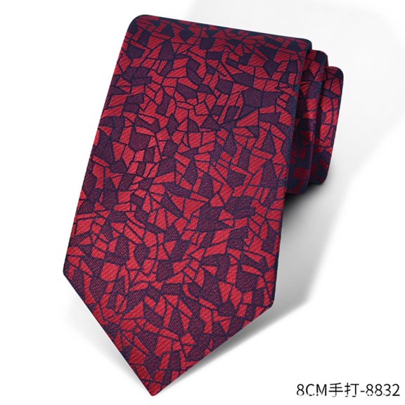 Yongchuantie 3.15-inch Men's High-quality Dark Red Irregular Geometric Pattern Formal Business Banquet 8CM Wide Tie