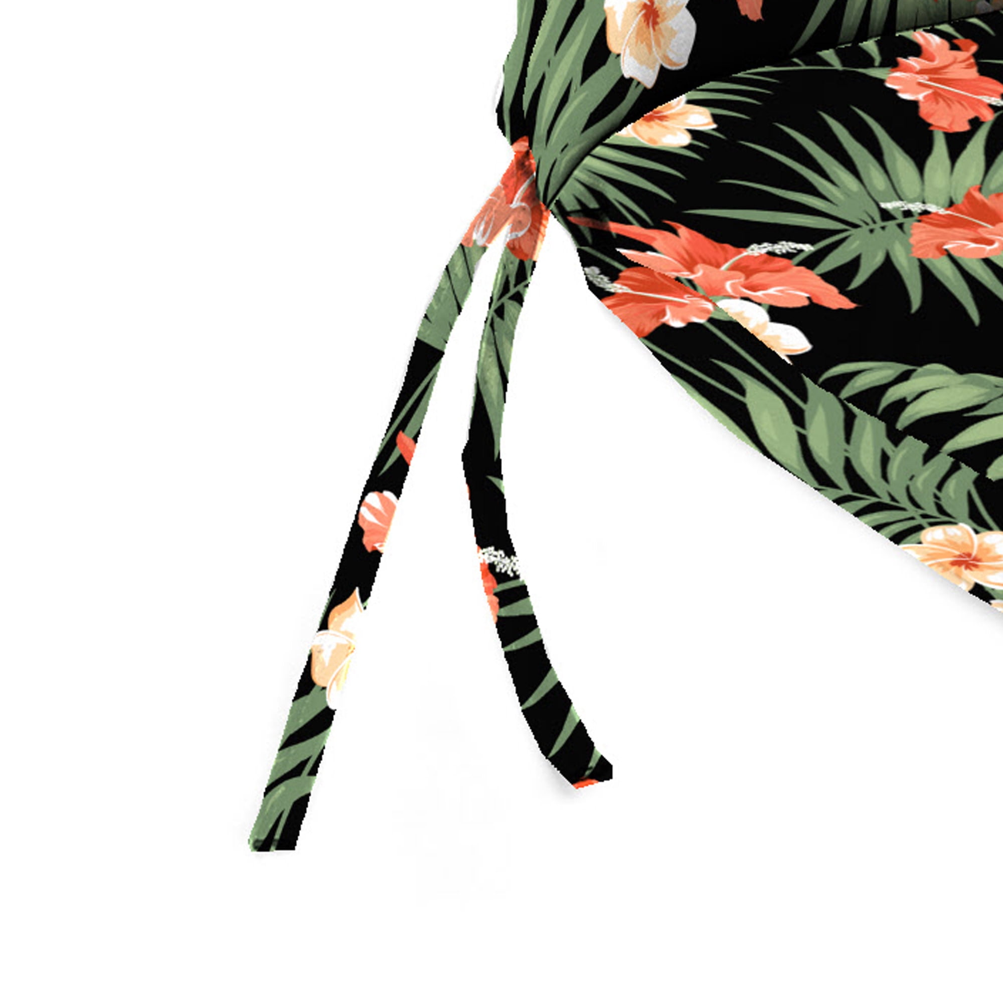 Jordan Manufacturing 43" x 21" Esmeralda Rust Black Tropical Rectangular Outdoor Chair Cushion with Ties and Hanger Loop