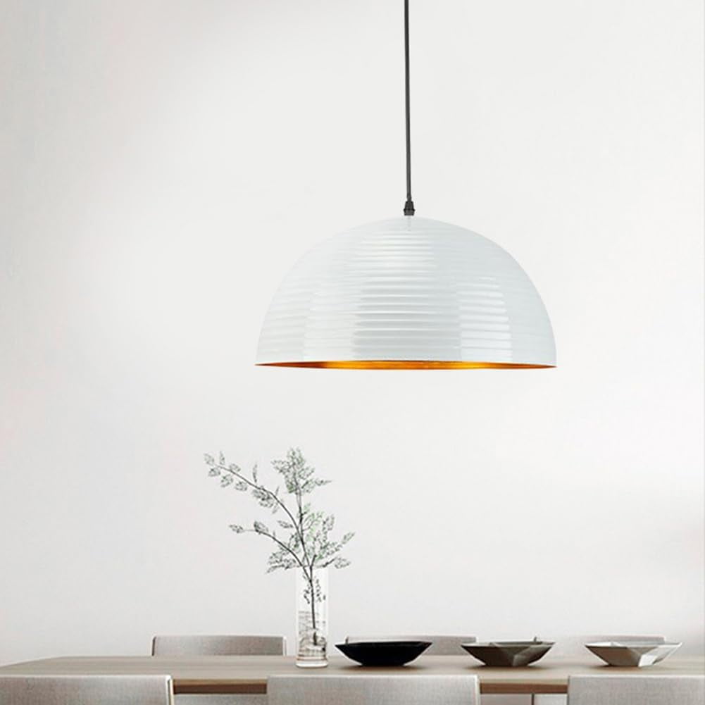 Simple Semicircle Metal Pendant Lamp for Dining Room, Retro Industrial Style Dome Pendant Light Fixture for Kitchen Island, Vintage Rustic Farmhouse Pendant Lighting for Bedroom