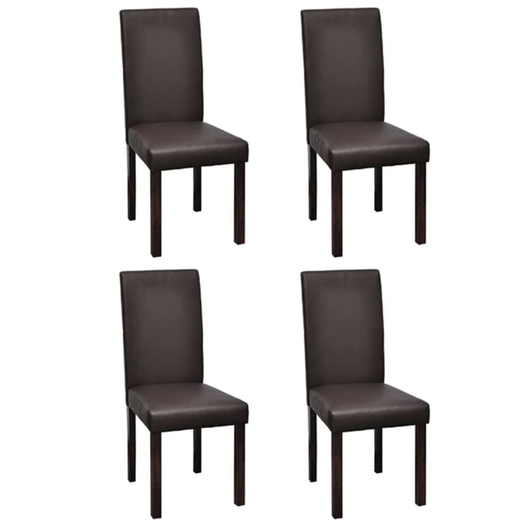 Kepooman 4pcs Faux Leather Dining Chairs for Lining Room, Brown Kepooman 4pcs Faux Leather Dining Chairs for Lining Room, Brown
